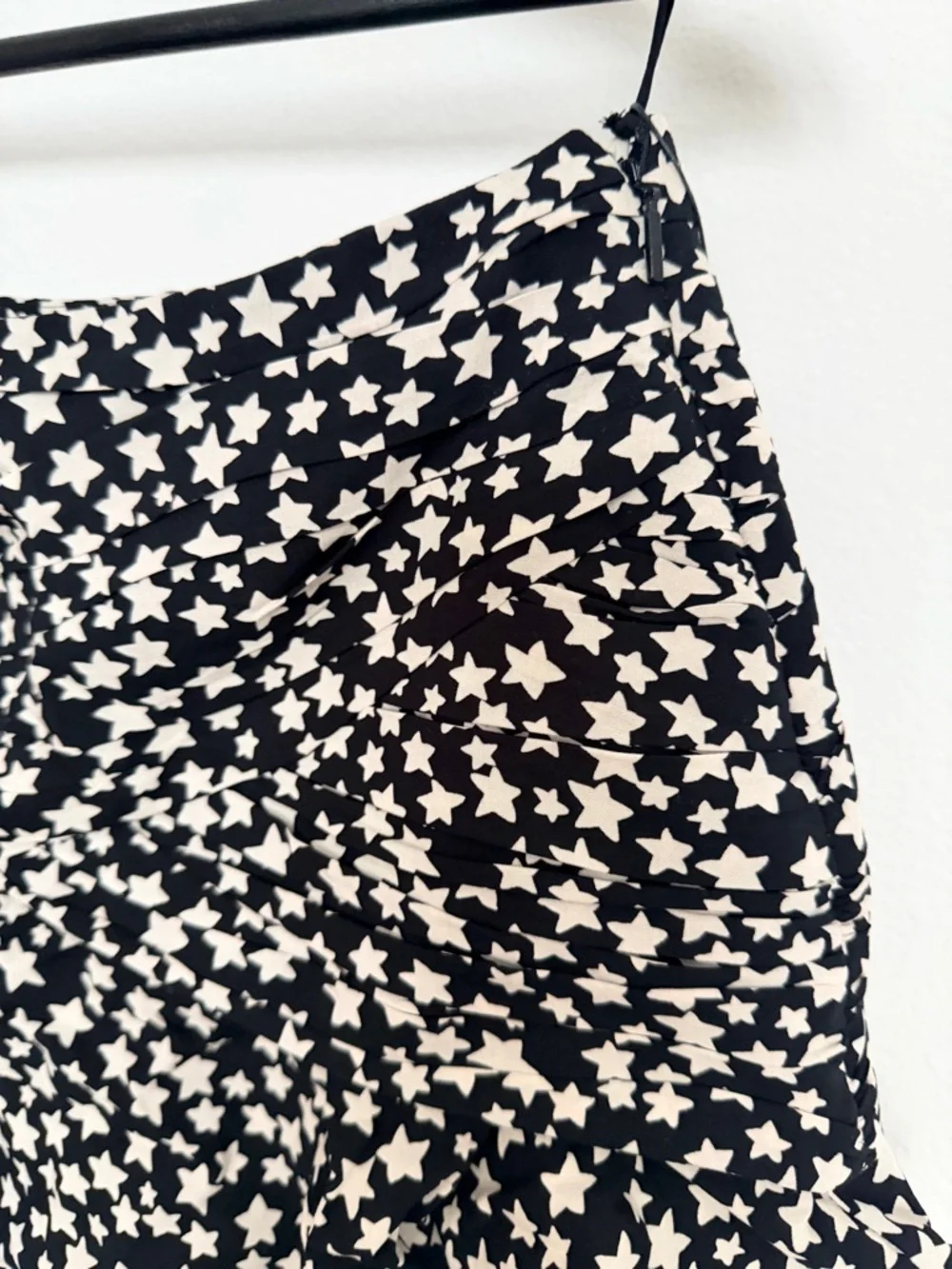 Saint Laurent Black Mini Skirt with White Star Print and Ruffle Hem - Picture 9 of 9